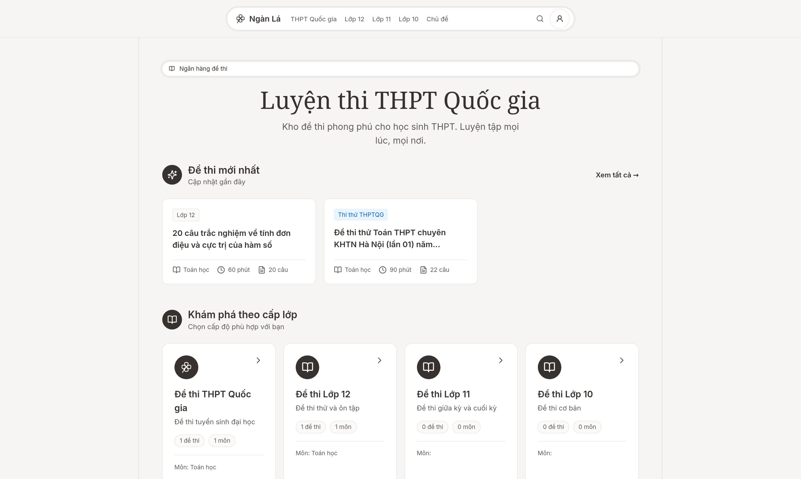 Ngàn Lá homepage preview